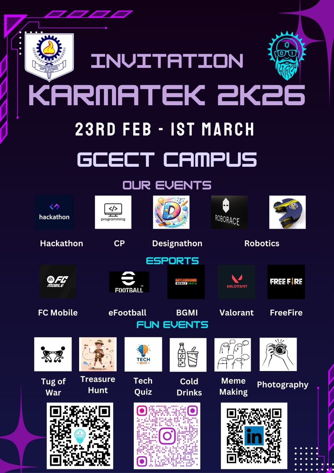 Karmatek 2026 - Annual Tech Fest of GCECT • 23rd February - 1st March, 2026
